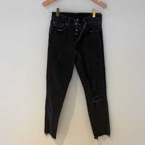 Levi's Black Distressed Cropped Jeans
